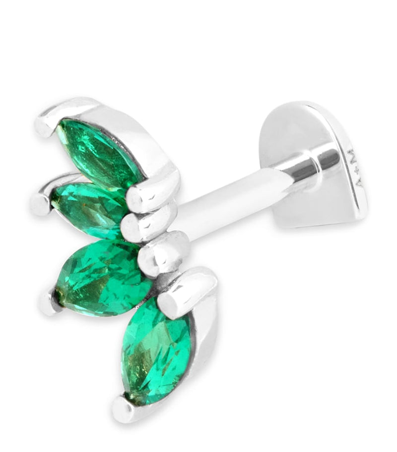 Astrid & Miyu white gold emerald stack single stud earring - British product