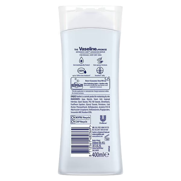 Vaseline Advanced Repair Body Lotion Unscented 400ml (British brand)