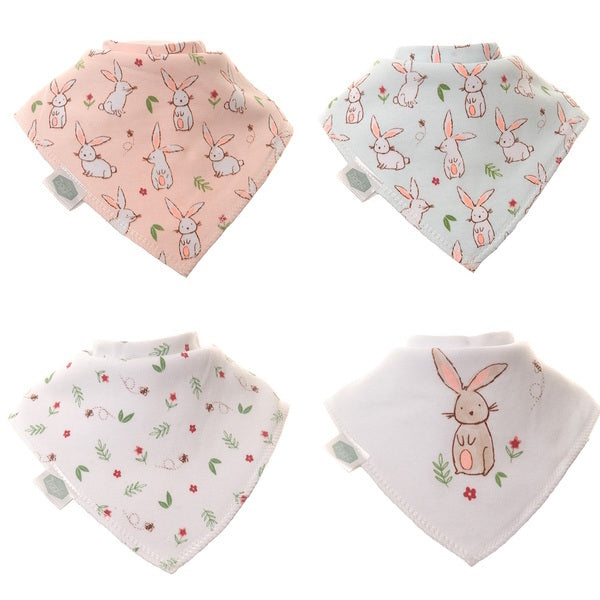 Ziggle bunnies bandana dribble bib set pack of 4 (British brand)