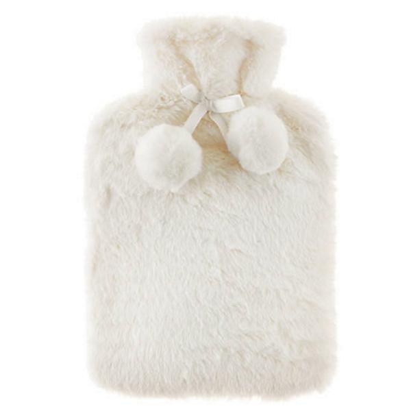 Aroma Home hot water bottle set cream faux fur, UK version