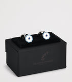 Deakin & Francis sterling silver hexagonal sapphire cufflinks, UK version