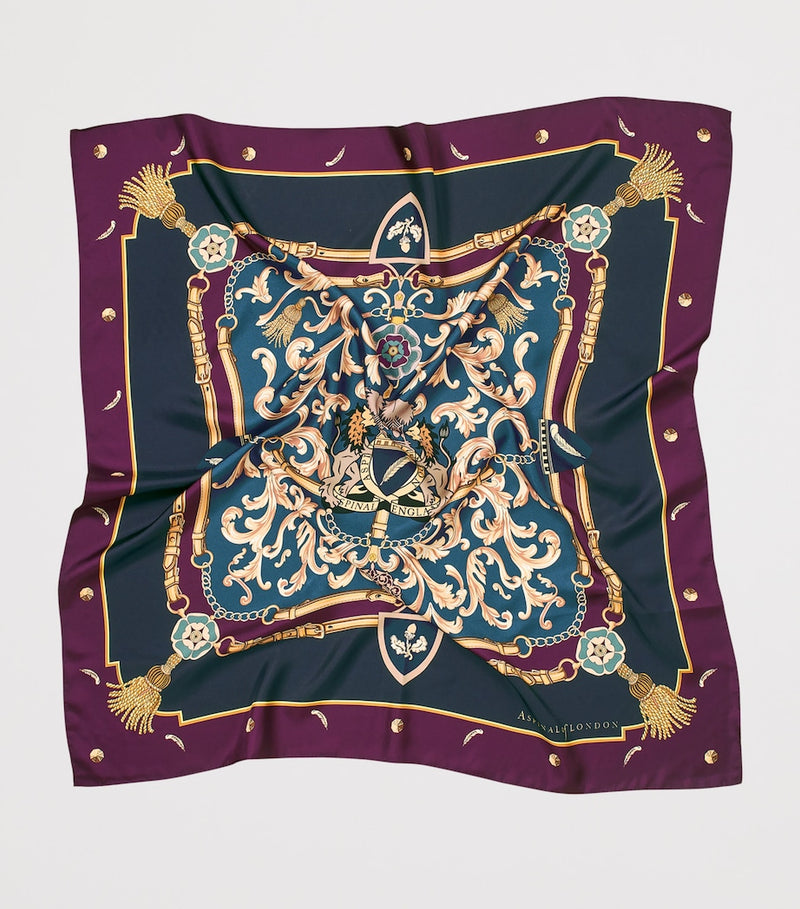 Aspinal of London silk signature shield scarf 90cm x 90cm - British product