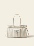 Prada top-handle leather and linen bag, imported from the UK