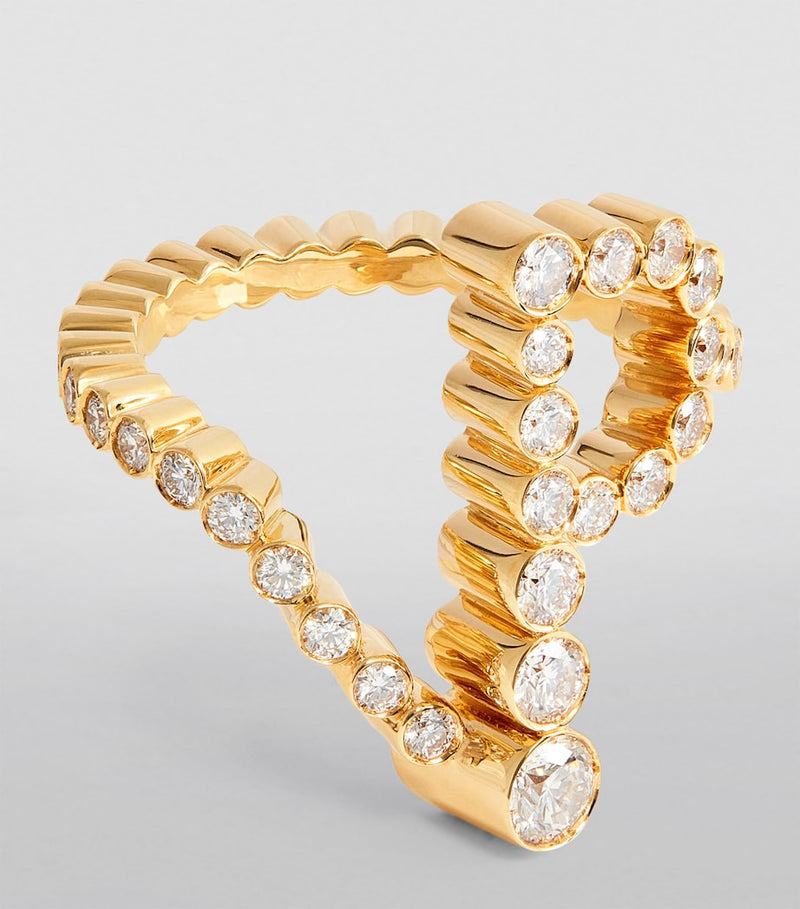 Sophie Bille Brahe initial 'P' ring yellow gold diamonds imported UK
