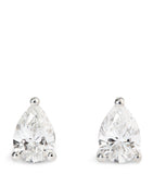 Harrods white gold diamond pear stud earrings 1.00ct (British brand)