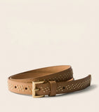 Prada studded leather belt with gold-tone studs, UK version
