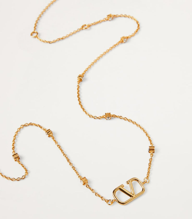 Valentino Garavani VLogo crystal-embellished necklace 35.5-42.5cm - British product