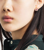Suzanne Kalan rose gold flower stud earrings with pink sapphire and diamonds, UK version