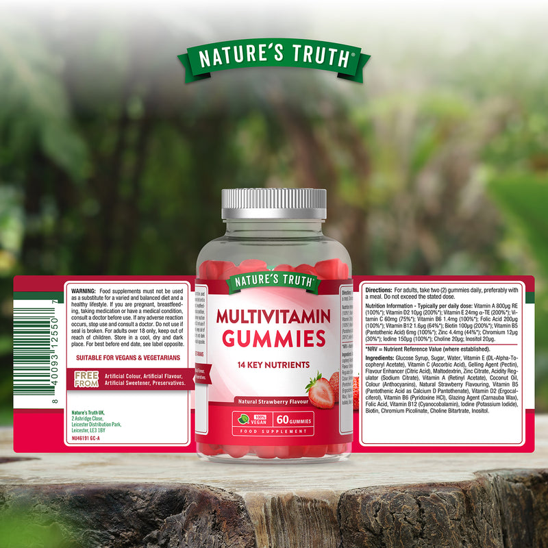 Nature's Truth multivitamin gummies strawberry flavour 60 gummies - British product