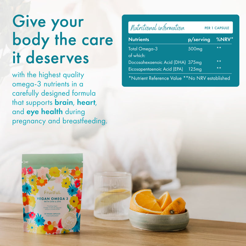 Fruitful Vegan Omega-3 DHA + EPA softgels 30 count, UK version