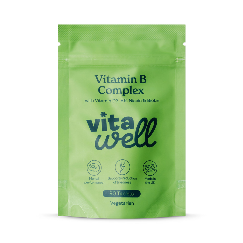Vitawell B Complex with Vitamin D3 90 tablets, imported from the UK
