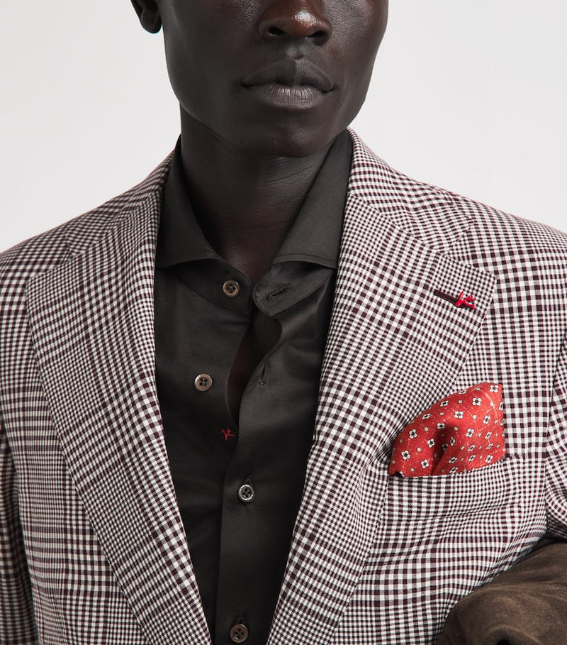 Isaia micro-medallion geometric pocket square 33cm, UK version