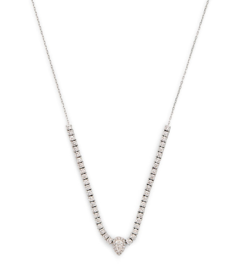 Persée white gold diamond pear tennis necklace, imported from the UK