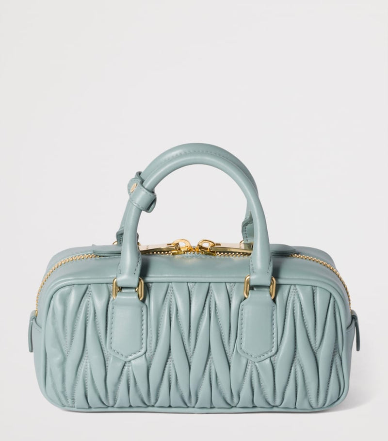 Miu Miu Arcadie top-handle bag matelassé leather, imported from the UK