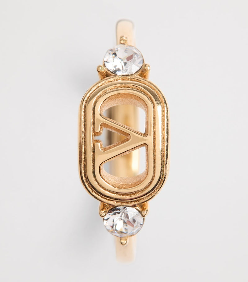 Valentino Garavani Crystal Ovalette logo ring - British product