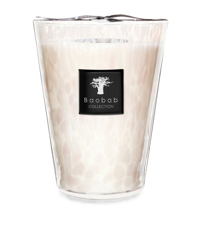 Harrods Baobab Collection White Pearls Pillar Candle 24cm- Buy online at McGrocer