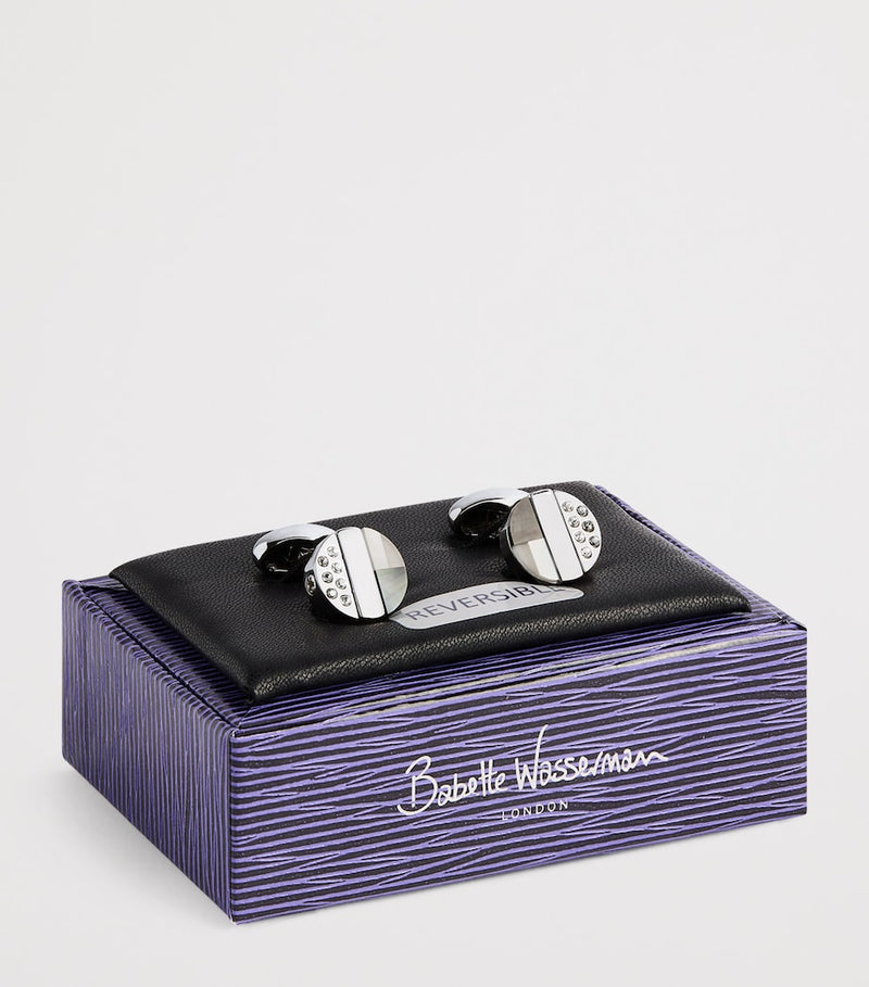 Babette Wasserman rotary rhodium-plated cufflinks 2.2cm (British brand)