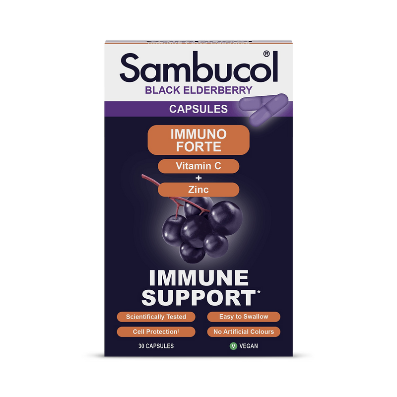 Sambucol Immuno Forte Black Elderberry Capsules 30 (British brand)