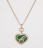 Chopard Happy Hearts pendant necklace in rose gold with diamond and malachite, imported from the UK