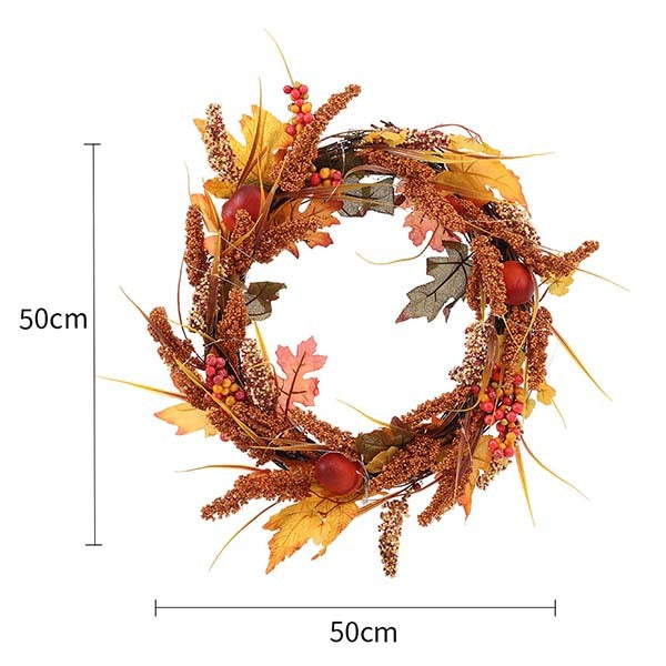 Livingandhome Autumn Wreath Golden Sorghum 50cm, imported from the UK