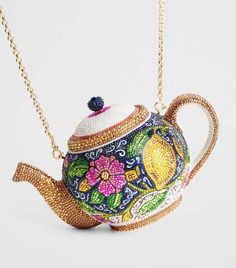 Judith Leiber teapot clutch bag embellished with crystals, imported from the UK