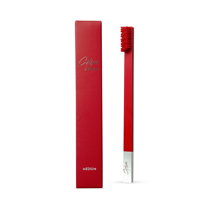 APRIORI carmine red silver medium toothbrush - British product