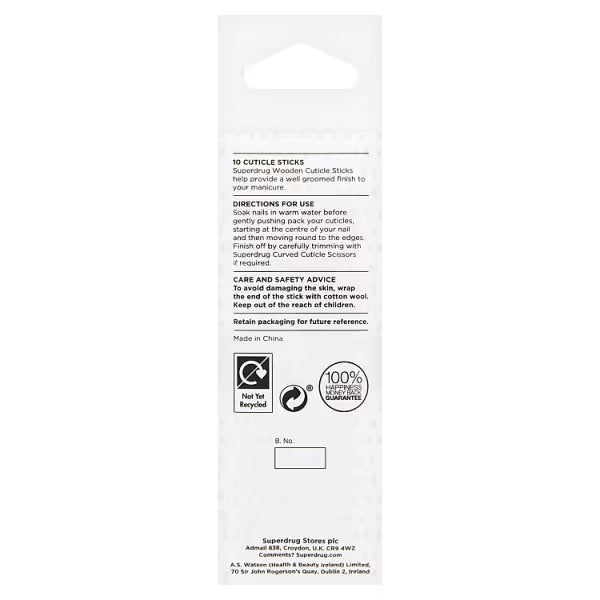 Superdrug wooden cuticle sticks 10 pack (British brand)