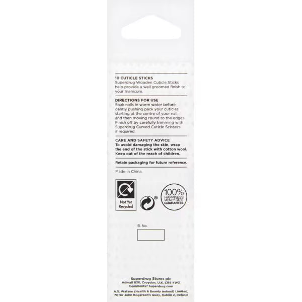Superdrug wooden cuticle sticks 10 pack (British brand)