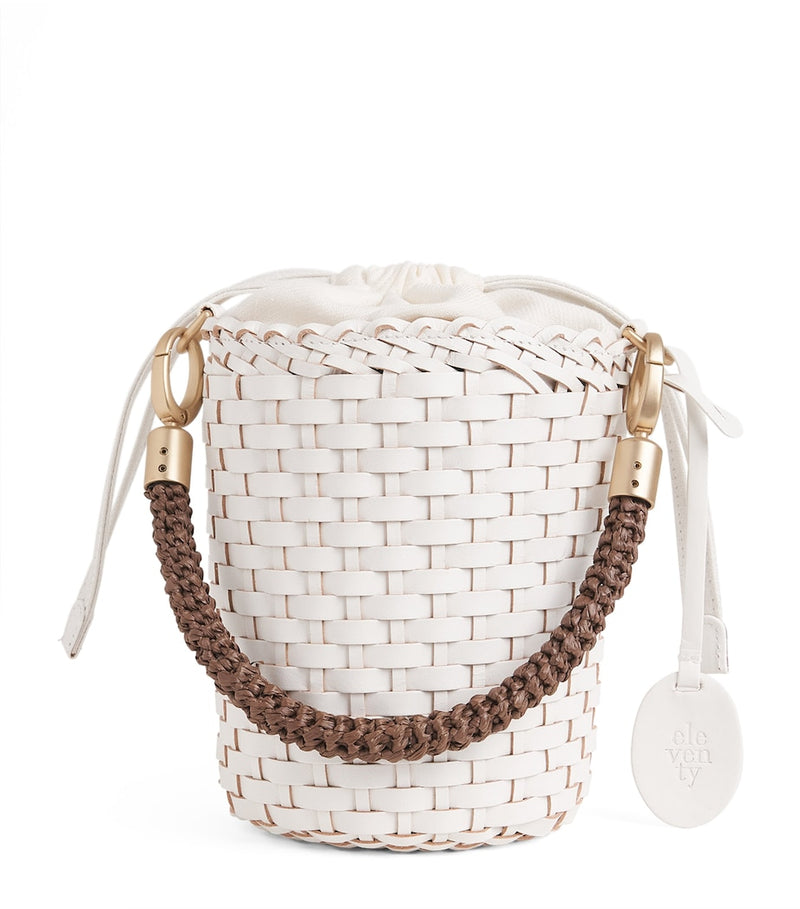 Eleventy woven bucket bag in buffalo leather, UK version