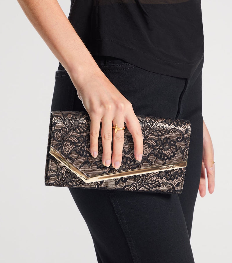 Jimmy Choo lace Emmie clutch bag H12cm W22cm, UK version
