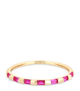 Harrods Astrid & Miyu Yellow Gold and Pink Sapphire Baguette Ring- Buy online at McGrocer