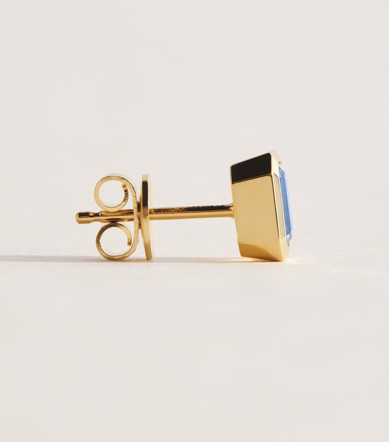 Azlee small yellow gold and sapphire stud earrings - British product