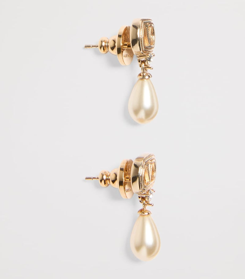 Valentino Garavani Crystal Ovalette Logo Earrings in gold-tone - British product