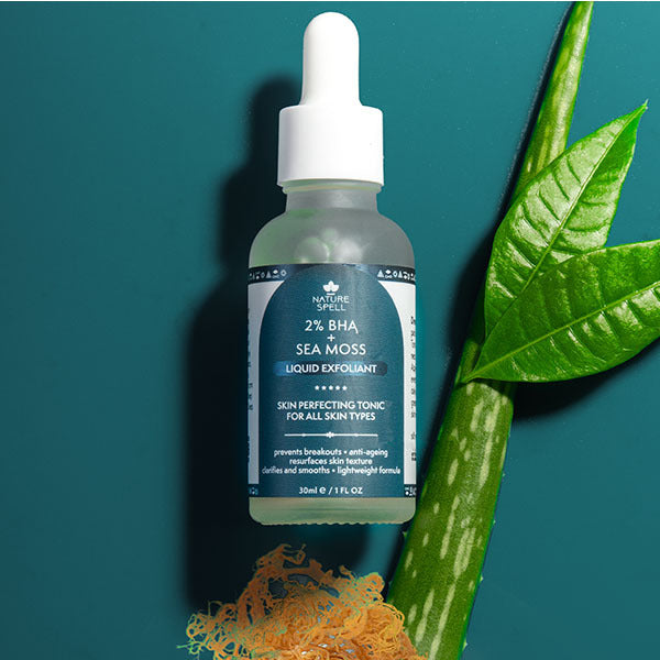 Nature Spell BHA Sea Moss Liquid Exfoliant, imported from the UK