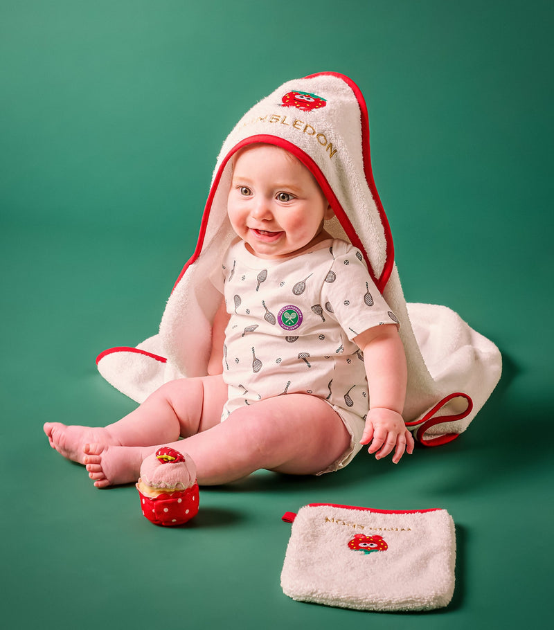 Christy Wimbledon Mini Strawberry Bundle towel and mitt, imported from the UK