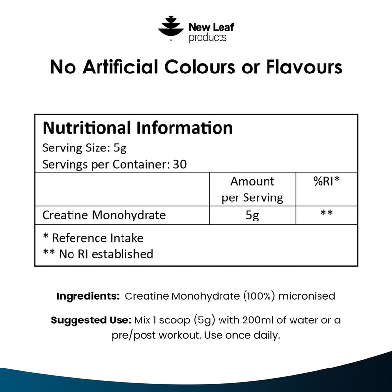 New Leaf Products creatine monohydrate powder 150g, UK version