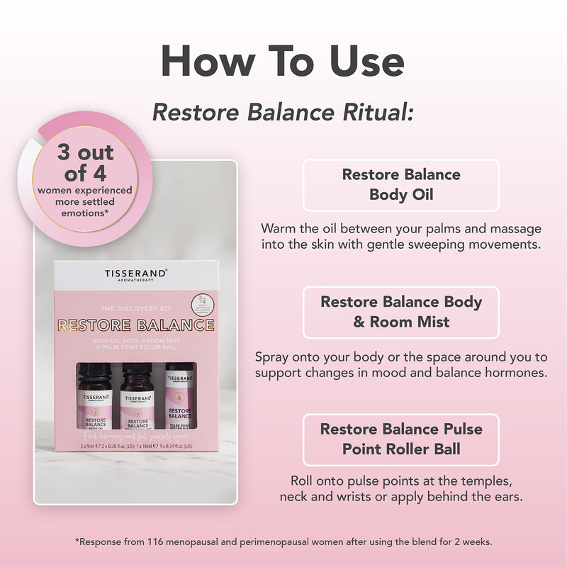 Tisserand Restore Balance essential oil blend discovery kit 2x9ml 1x10ml (British brand)