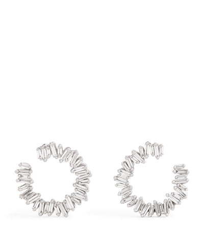 Harrods Suzanne Kalan White Gold and Diamond Classic Mini Hoops- Buy online at McGrocer