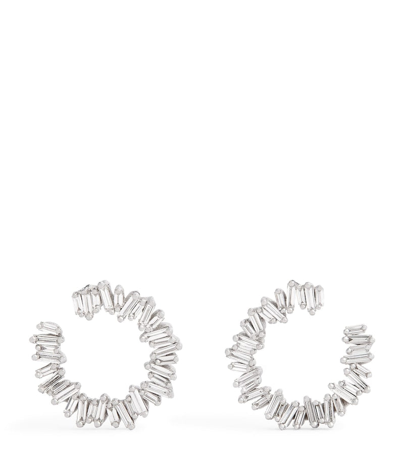Suzanne Kalan white gold diamond mini hoops - British product