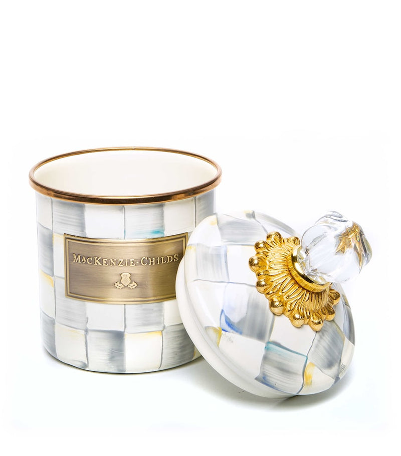 MacKenzie-Childs Demi Sterling Check Canister 17cm, imported from the UK