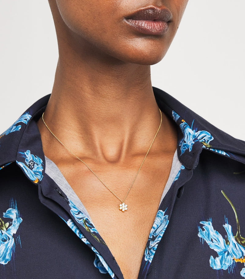 Sophie Bille Brahe yellow gold and diamond fleur necklace (British brand)