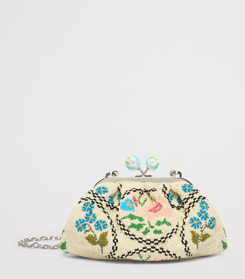 Weekend Max Mara cotton beaded clutch bag H13cm W19cm D9cm (British brand)