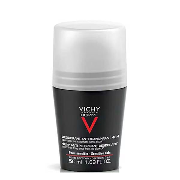 Vichy Homme deodorant roll-on sensitive skin 50ml (British brand)