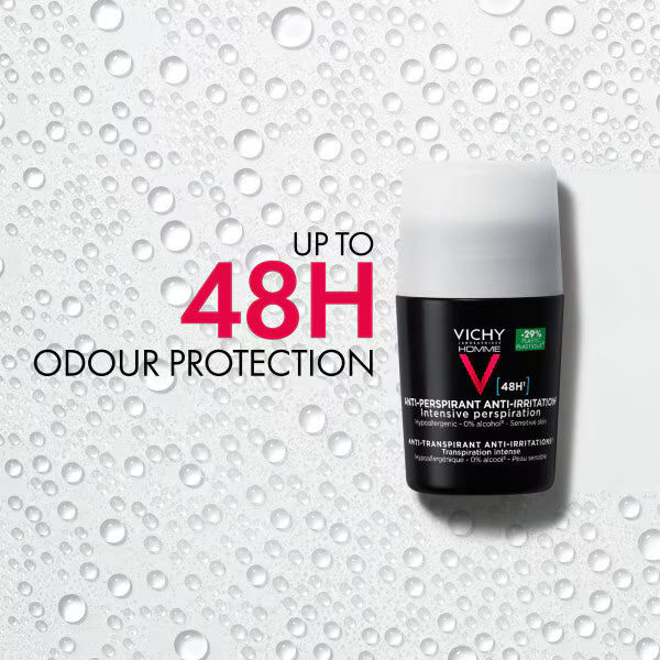 Vichy Homme deodorant roll-on sensitive skin 50ml (British brand)