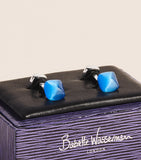 Babette Wasserman rhodium-plated catseye twist square cufflinks (British brand)