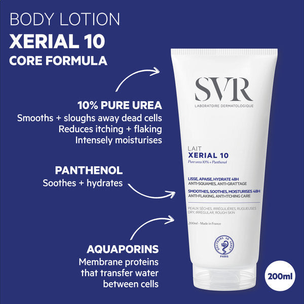 SVR XERIAL 10 urea body moisturiser 200ml (British brand)
