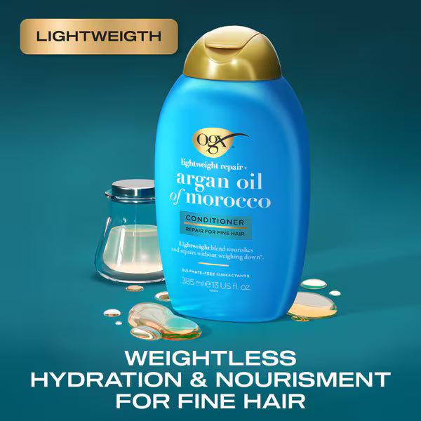 OGX Argan Light Conditioner For Fine Hair 385ml, imported from the UK