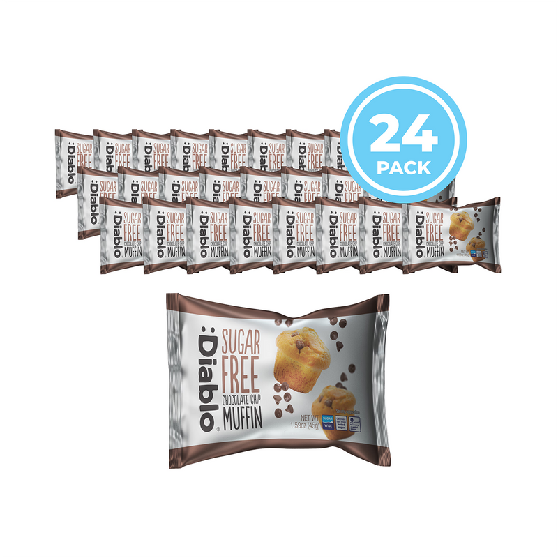 Diablo sugar free chocolate chip muffin 45g pack of 24, imported from the UK