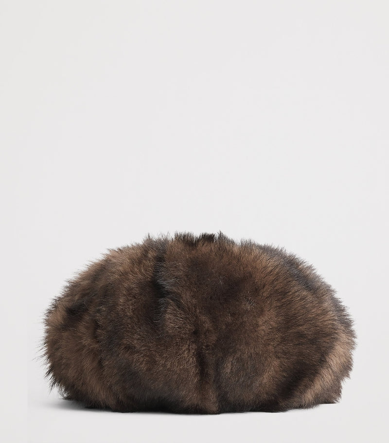 Chloé Shearling Plissé shoulder bag with gold-tone hardware, UK version