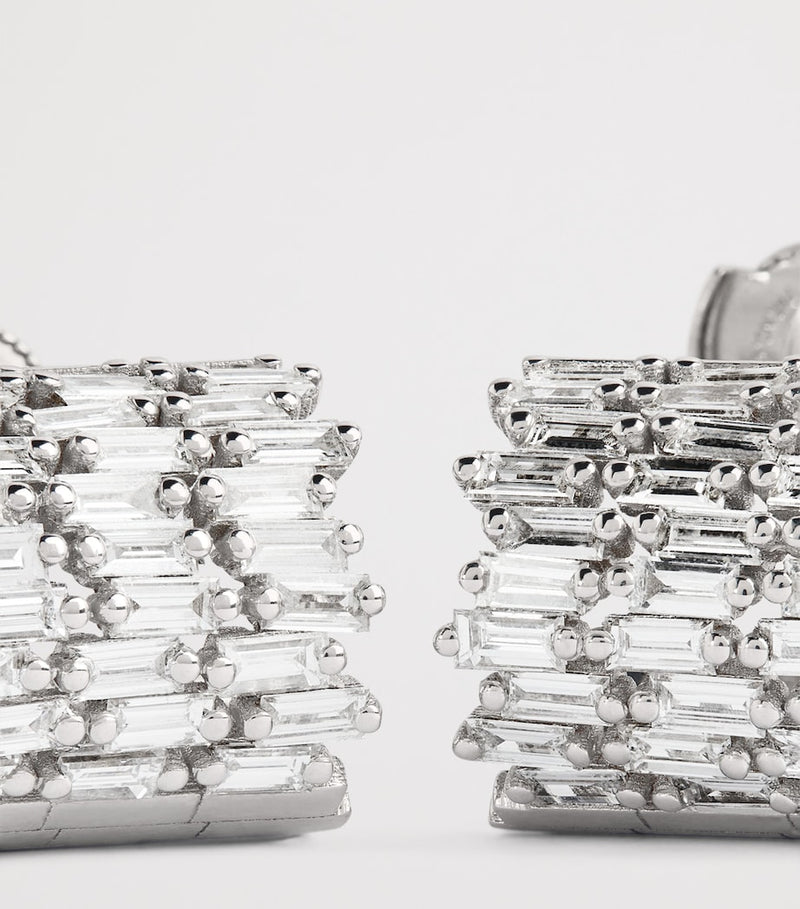 Suzanne Kalan white gold diamond three-row hoop earrings - British product